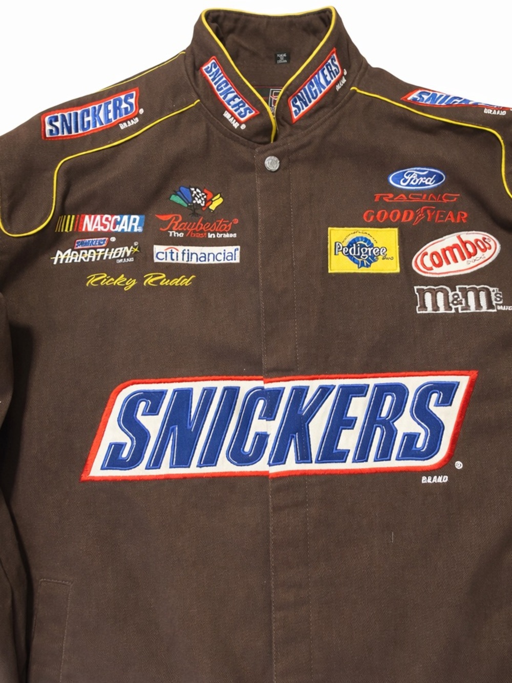 Vintage Snickers NASCAR Ricky Rudd #88 Racing Jacket XL Rare Brown - Picture 5 of 10